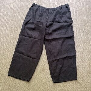 Eileen Fisher | 100% Organic Linen Pull-on Pants with Pockets in Black | Size 1X